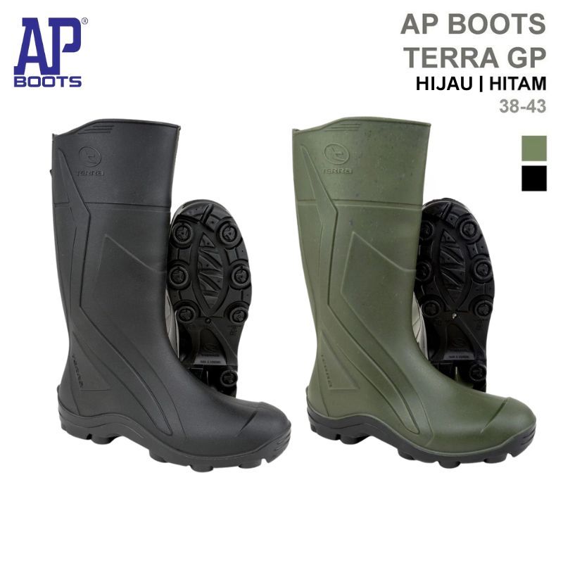 NEW AP Boots Terra GP Hijau Hitam | Sepatu Boot PVC Tinggi Panjang Sepatu Kerja