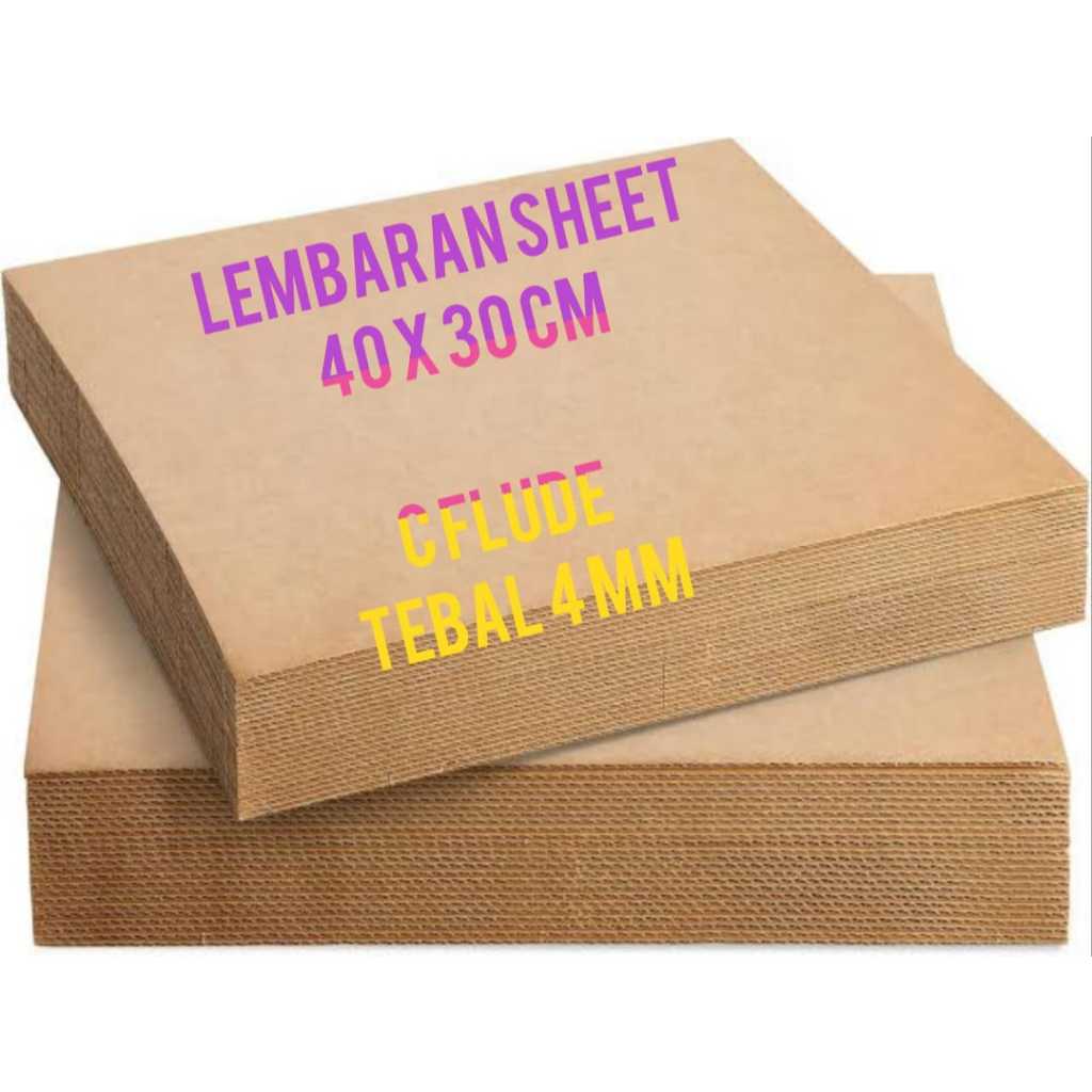 

KARDUS SHEET LEMBARAN 40 X 30 CM POLOS TEBAL 4MM C-FLUDE 30X40 CM / 40X30 CM