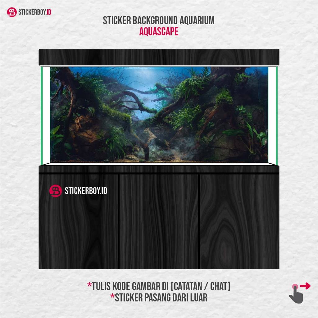 Stiker Background Aquarium Motif Aquascape  – Wallpaper Aquarium Premium