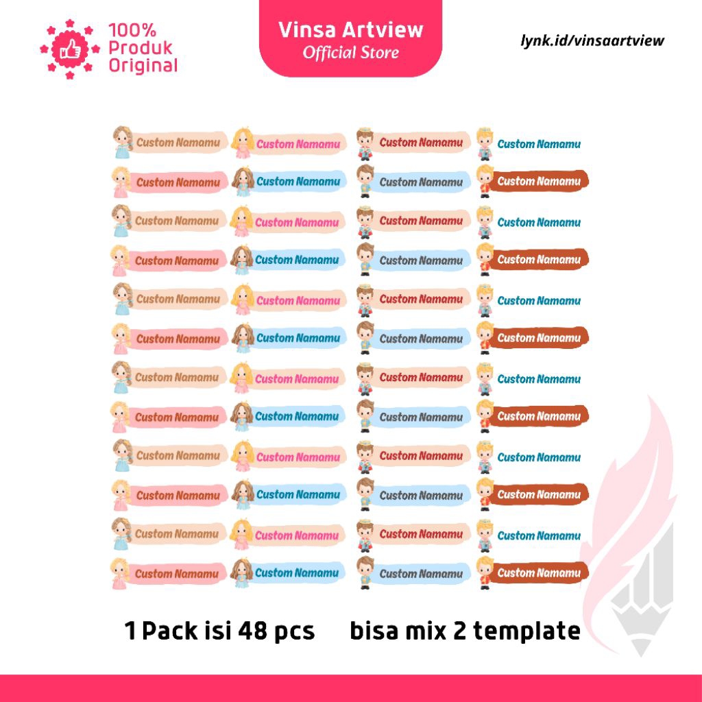 

promo Stiker label nama lucu aesthetic custom termurah surabaya untuk alat tulis buku anak sekolah