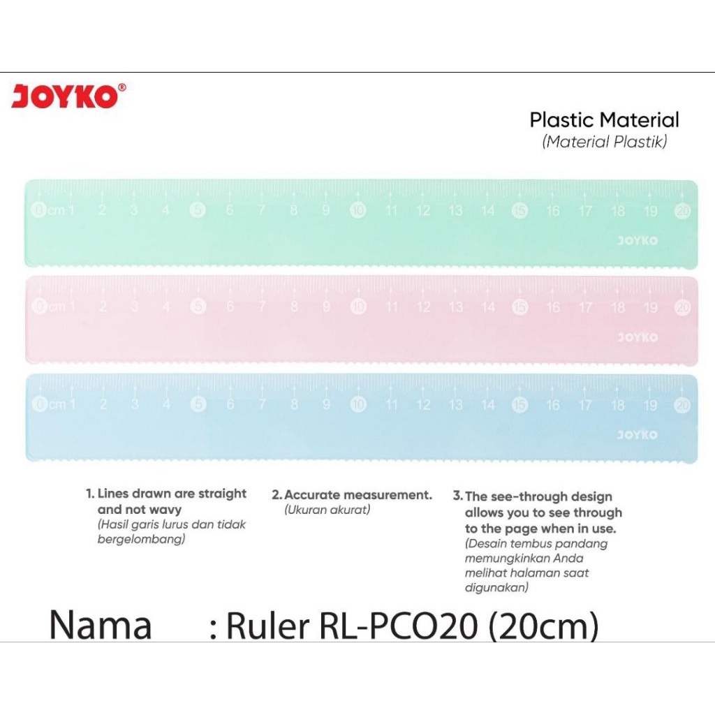 

penggaris plastik Joyko RL-PC020 (1pcs)
