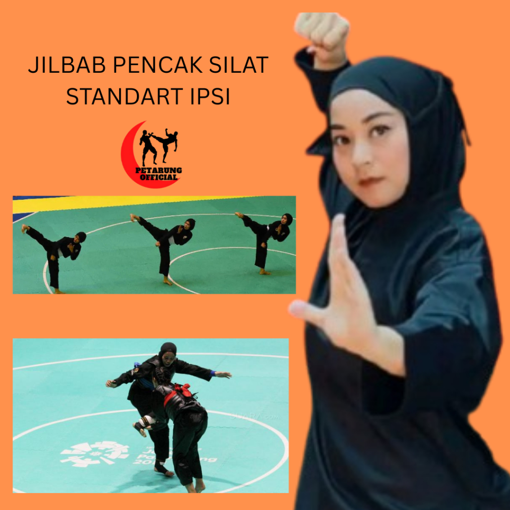 JILBAB PENCAK SILAT / JILBAB SILAT HITAM TANPA RENDA/ jilbab standar tanding Pencak Silat,