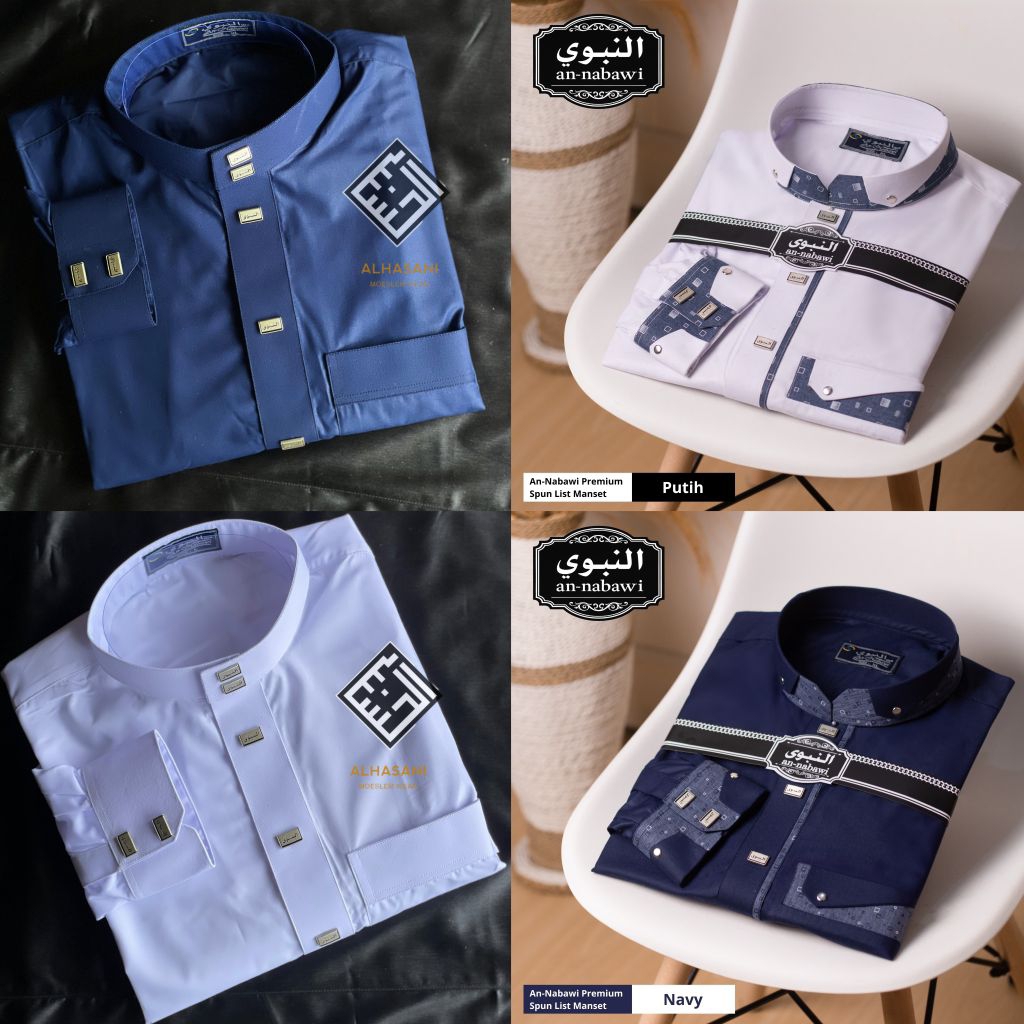 JUBAH NABAWI MANSET Katun Premium Kancing premium ORIGINAL 100%/JUBAH AN NABAWI KOMBINASI PREMIUM/po