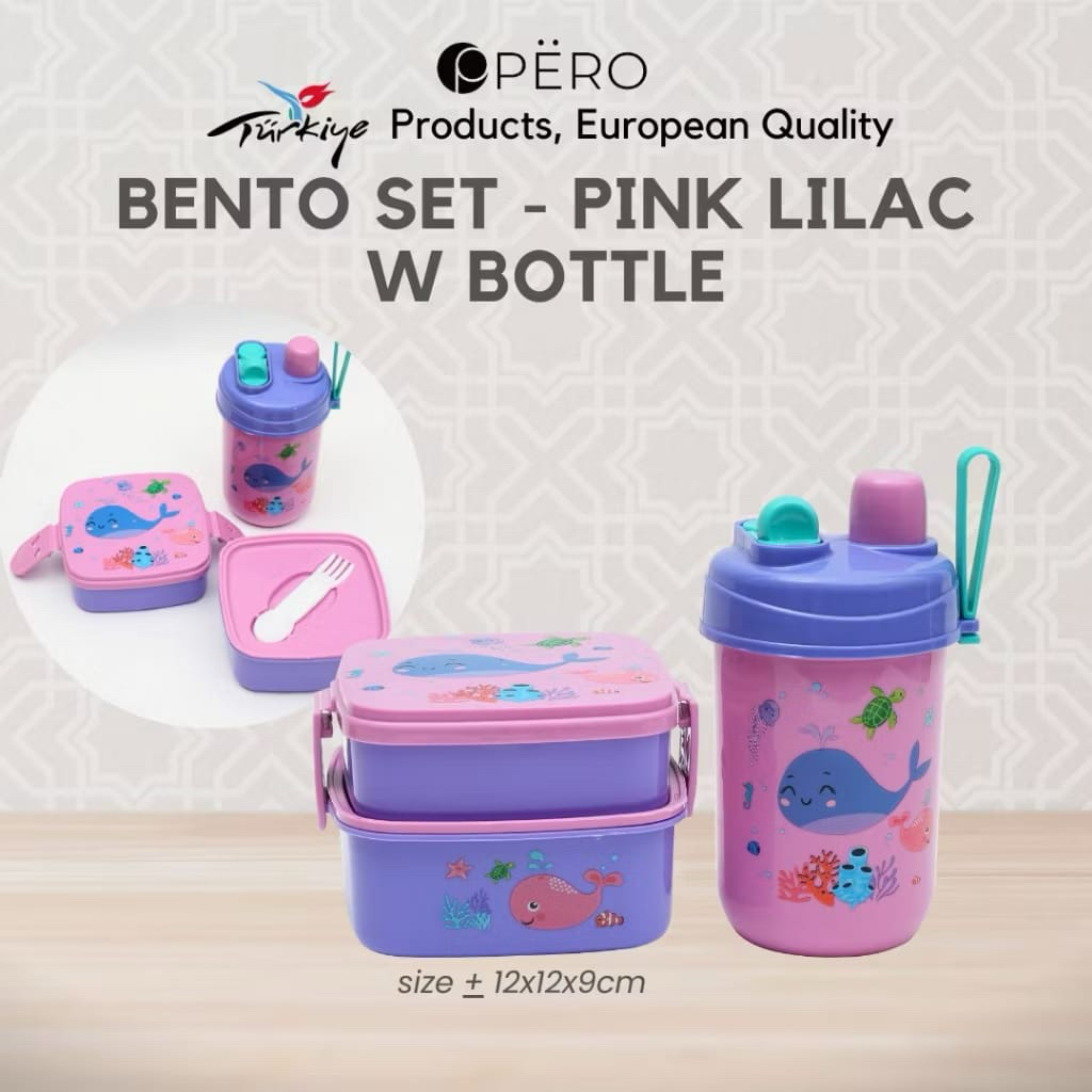 Pero Bento Set + Bottle / Tempat Makan + Botol Minum Anak / Tempat Makan Anak dan Botol Minum