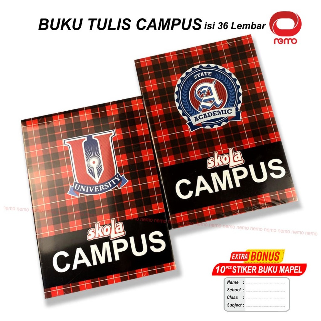 

Buku Skola Campus 1 Pak isi 36 Lembar Gratis Label Mata Pelajaran - Back To School