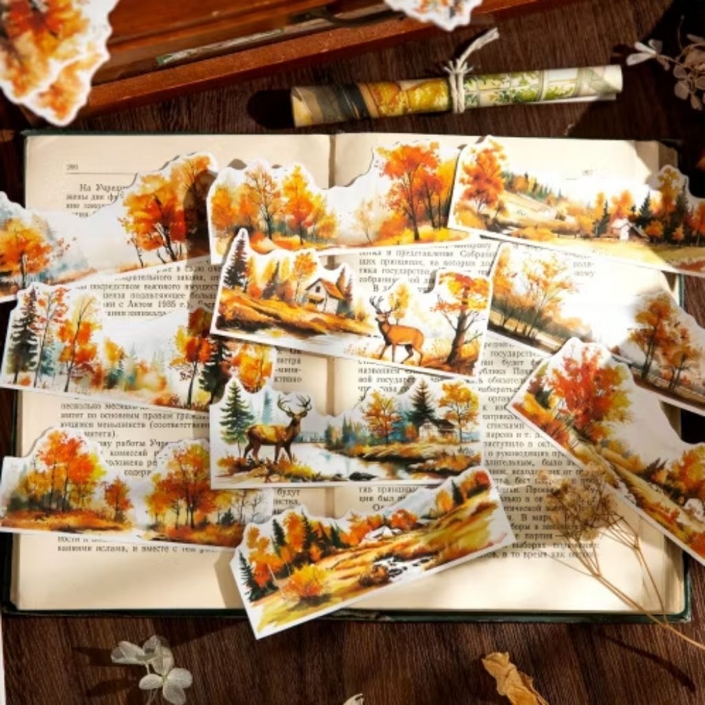 

5 pcs Autumn maple sticker series untuk journaling scrapbooking