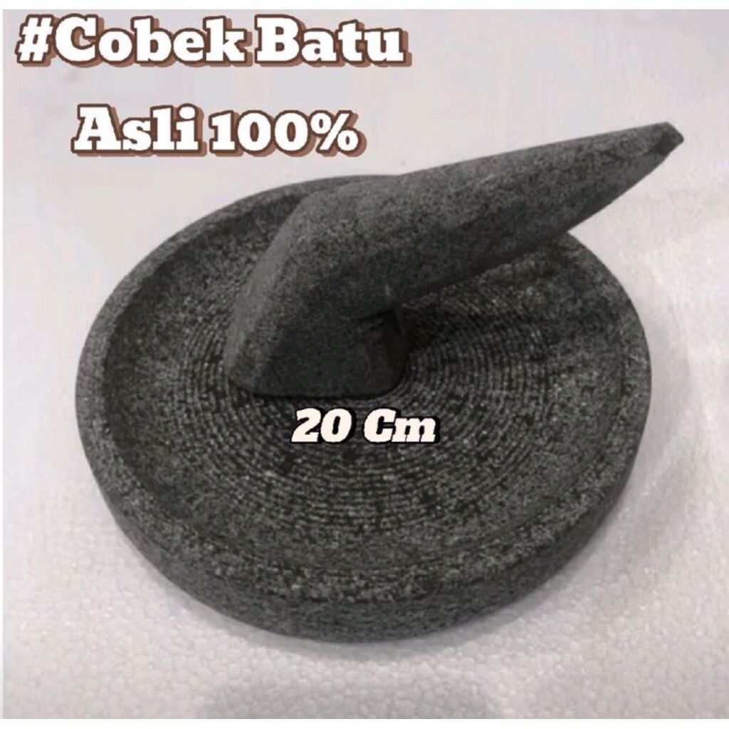 cobek batu 20 cm + ulegan cobek gunung Asli
