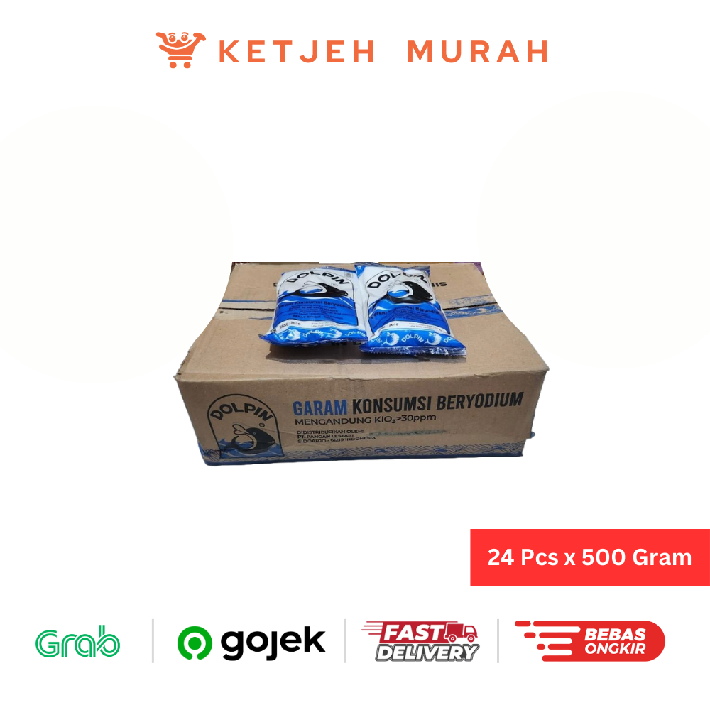 

Dolpin Garam Meja Garam Dapur Garam Beryodium 500 Gram 1 Dus isi 24 Pcs
