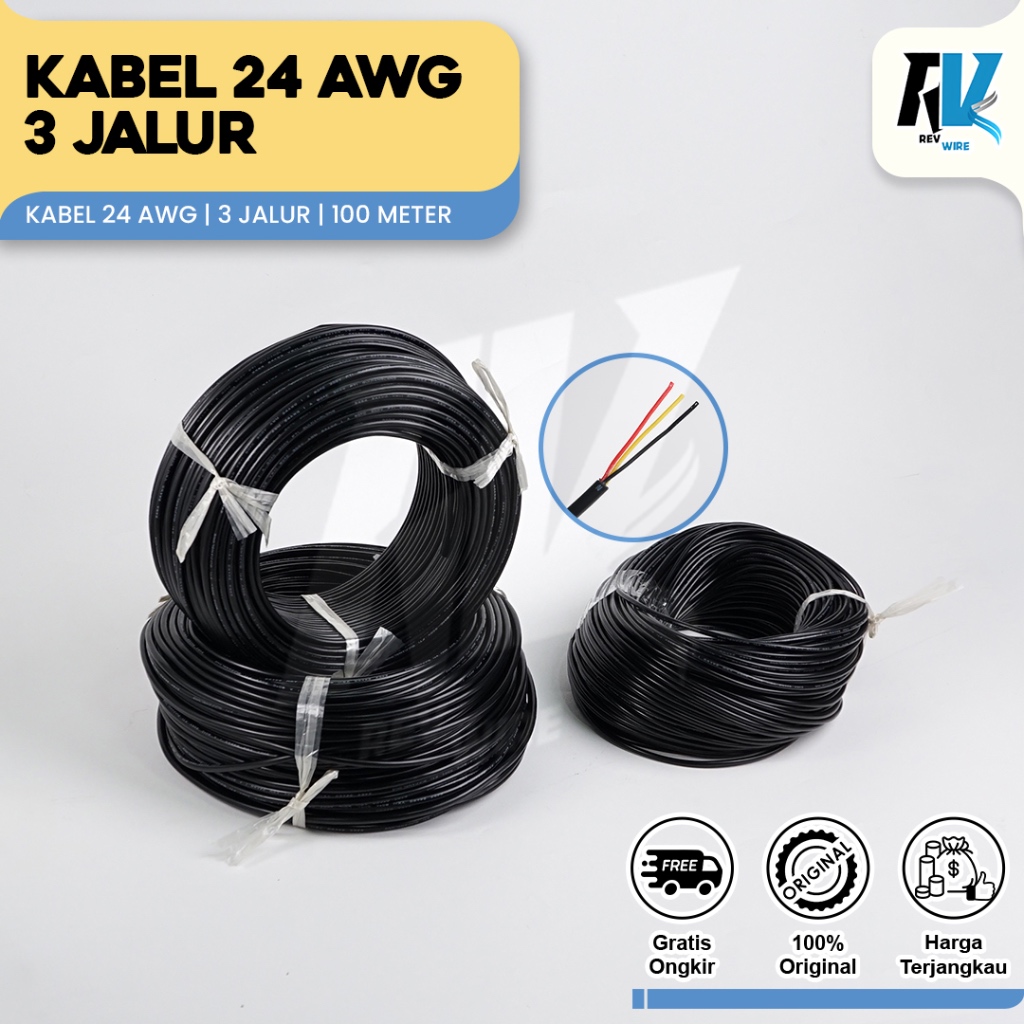 Kabel AWG 24 isi 3 Kabel AWG24 C3 Kabel 24 AWG 3 jalur  permeter