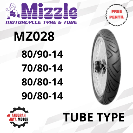 Ban Ring 14 Ban Motor Mizzle MZ028 70/80-14 80/80-14 90/80-14 Tubetype (pakai ban dalam) Ban Motor R