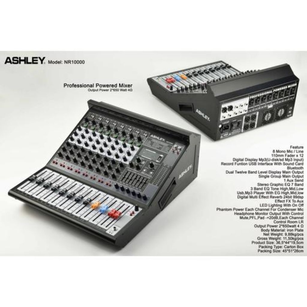 Power Mixer 8 Channel Ashley Nr10000 Nr 10000 Original Ashley