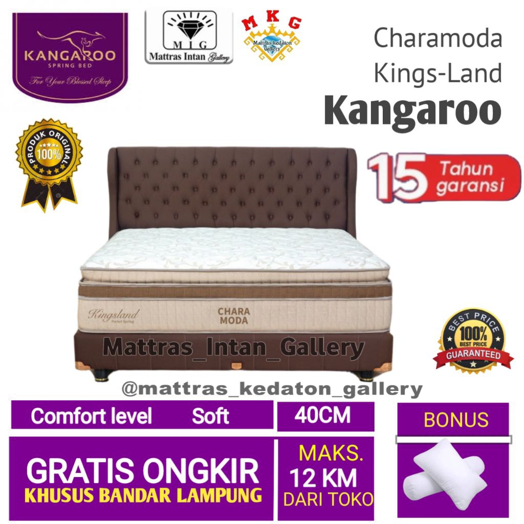 Springbed Charamoda Full set Kingsland Pocket Latex T40cm - kasur spring bed kings land by Kangaroo 