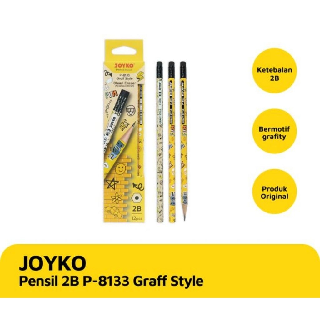 

Pencil 2B JOYKO P-8133 HEXA GRAFT STYLE /Pencil Set dengan Penghapus ( 1 pcs )