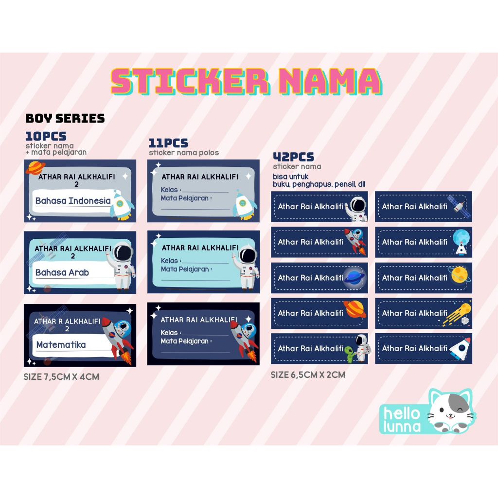 

1 PAKET STIKER NAMA CUSTOM/STIKER BUKU/ATK/PENANDA BARANG/STIKER NAMA ANAK/LABEL