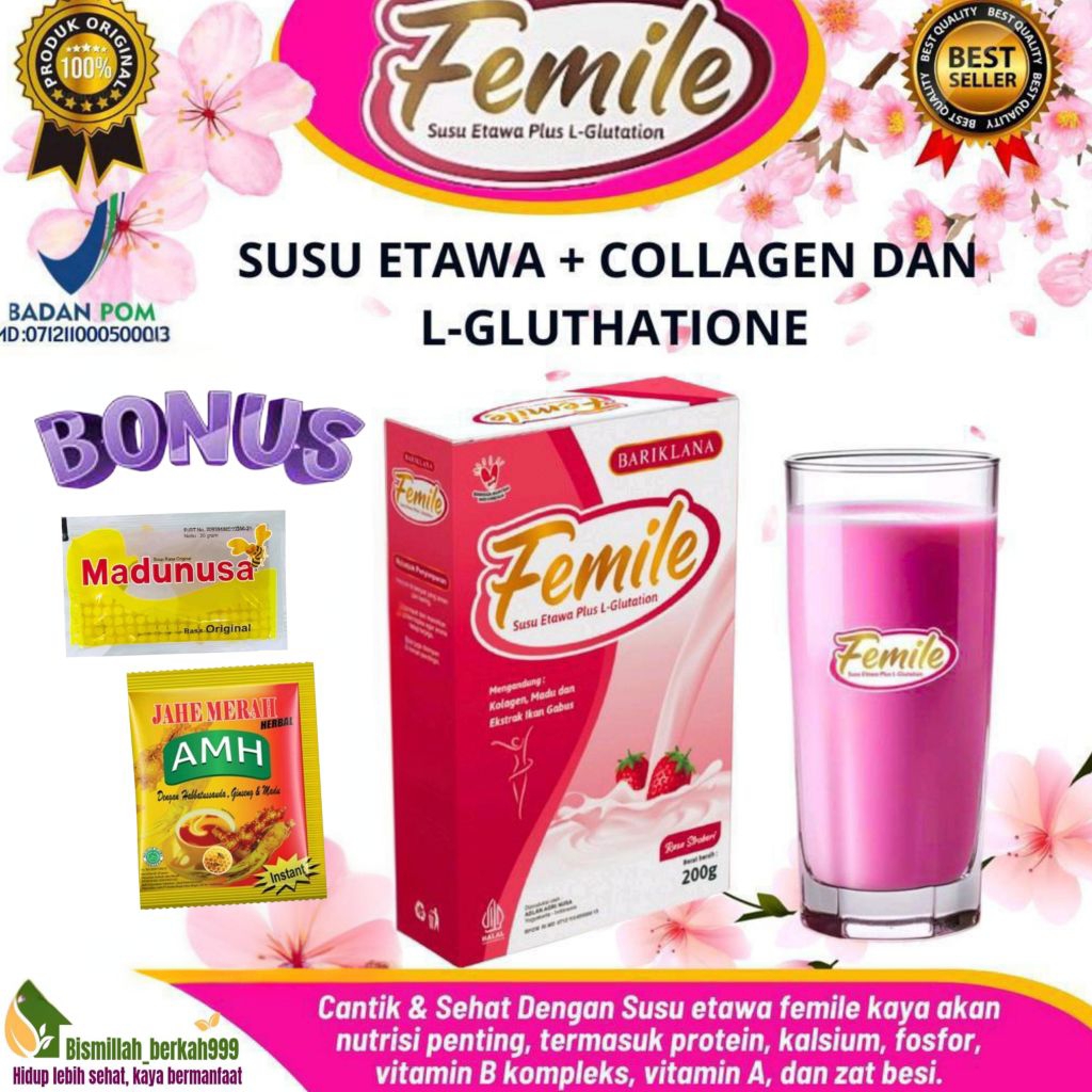 

FEMILE Susu Kambing Etawa dengan L-Glutathione, Kolagen, Ikan Gabus, dan Madu – 200g