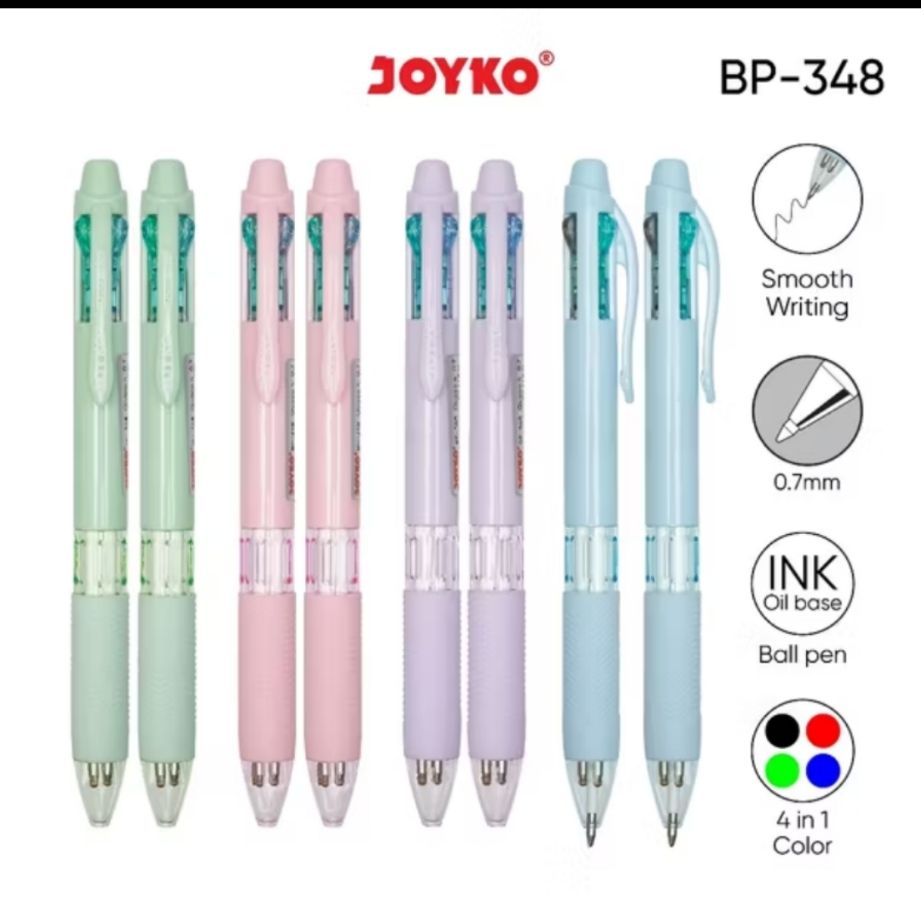 

Joyko Pena Ball Pen Pulpen BP-348 Quaco 4 0.7 mm 4 Warna Colors 1 Box isi 12 Pcs