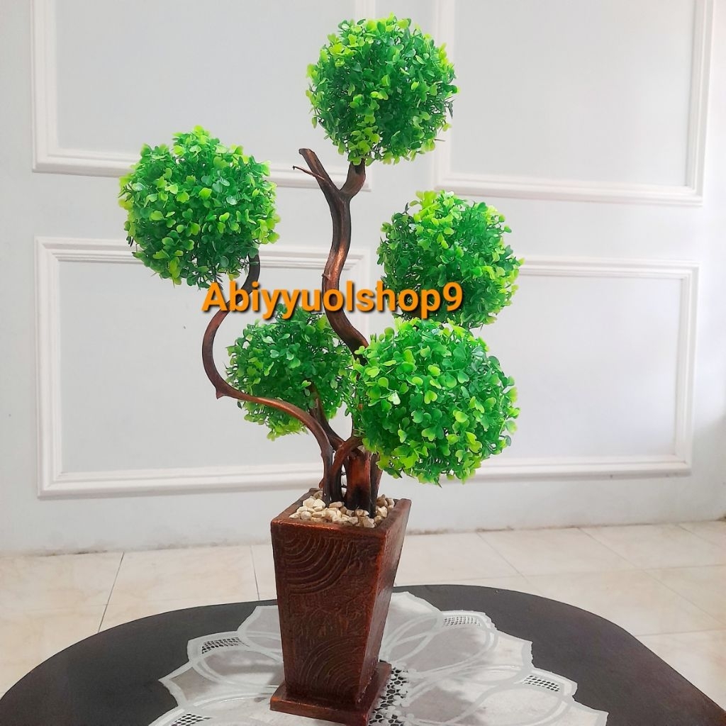 ID TANAMAN PLASTIK BONSAI BOLA BOLA GRESSBALL ISI 5 BOLA BONSAI HIAS AESTETIC TANAMAN PALSU BONSAI