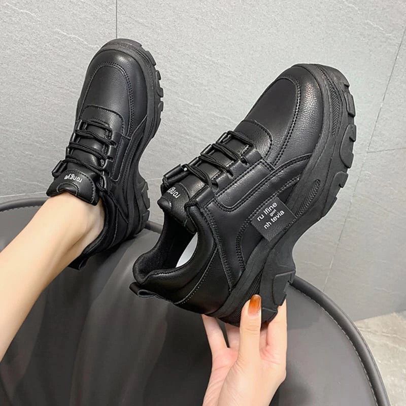 Sneakers Wanita Import Sepatu Kets Sneakers Wanita Korea ootd Sepatu Full Hitam dan Full Putih