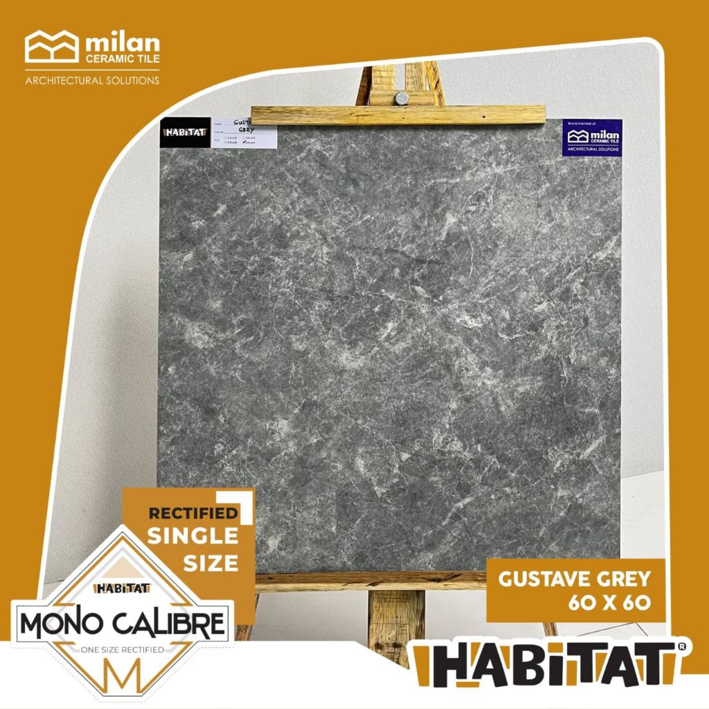 keramik cutting 60x60 Gustave grey glossy brand habitat