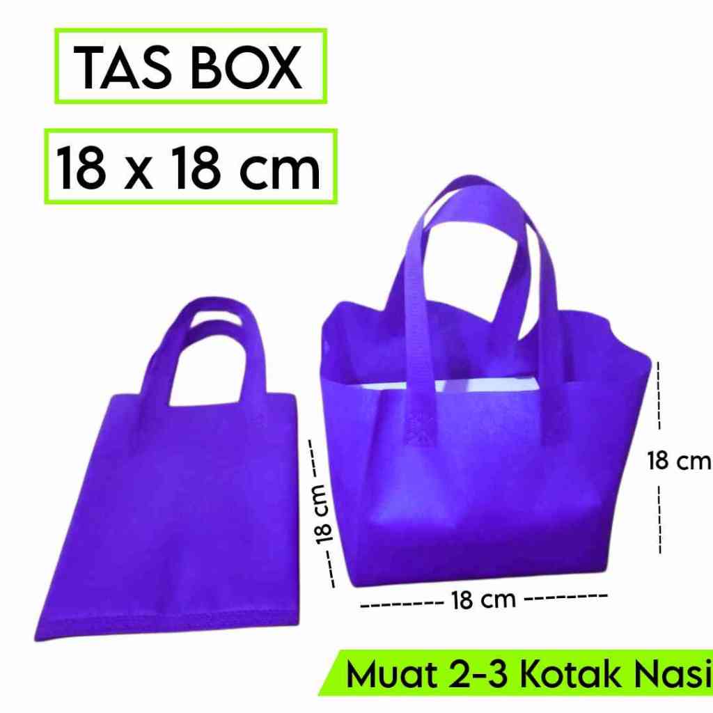 

Tas goodie bag Box Dus | Bahan spunbond | Tas Box Dus pres UK (18x18) (1 Lusin isi 12 PCS) | Tas Kotak Nasi | Tas Box Hajatan