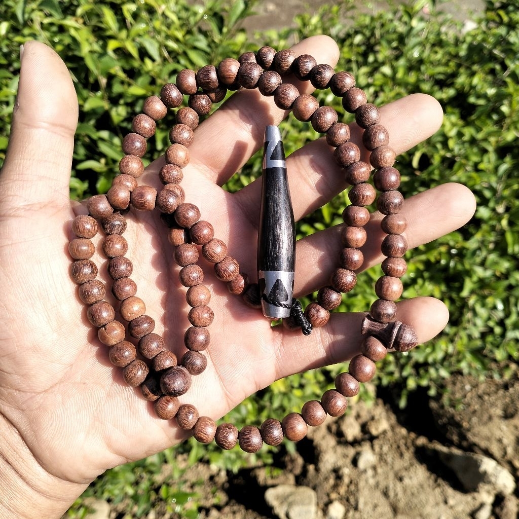 Kalung Tasbih Galih Asem Jawa Bandul Ageman Kayu Hitam Eboni