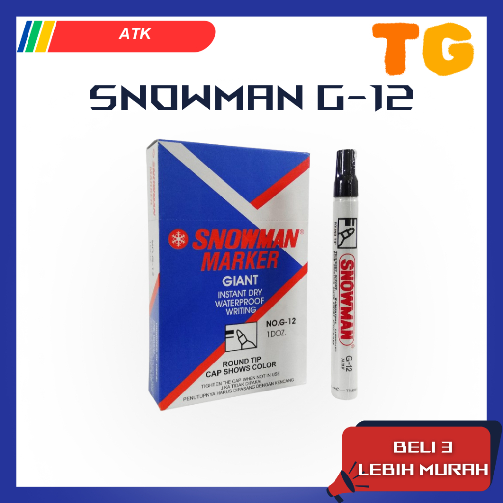 

Spidol Permanent Hitam Snowman G-12 Spidol Anti Air