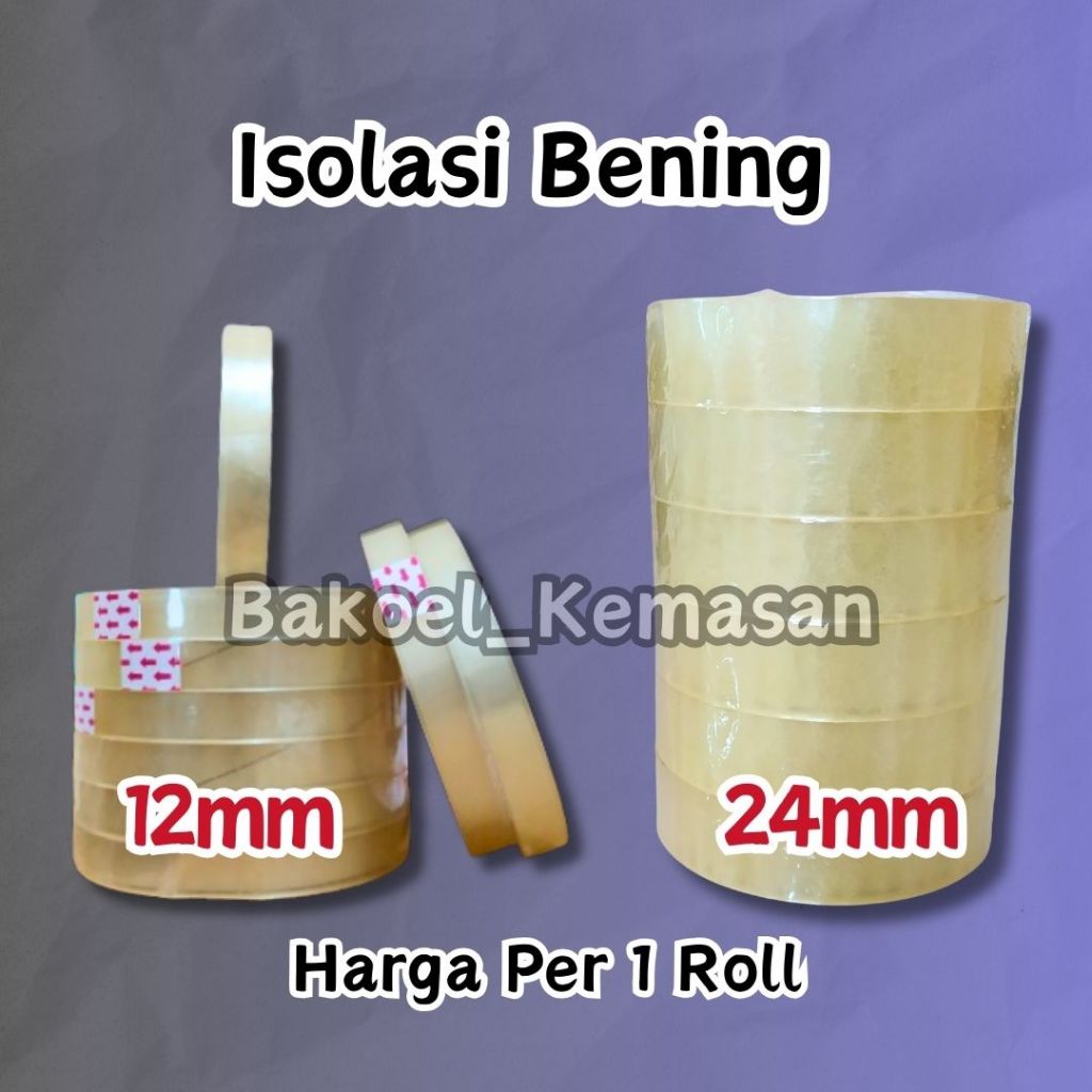 

Lakban Bening 12mm | Isolasi Bening OPP 12 x 72 yard | Lakban Murah Berkualitas
