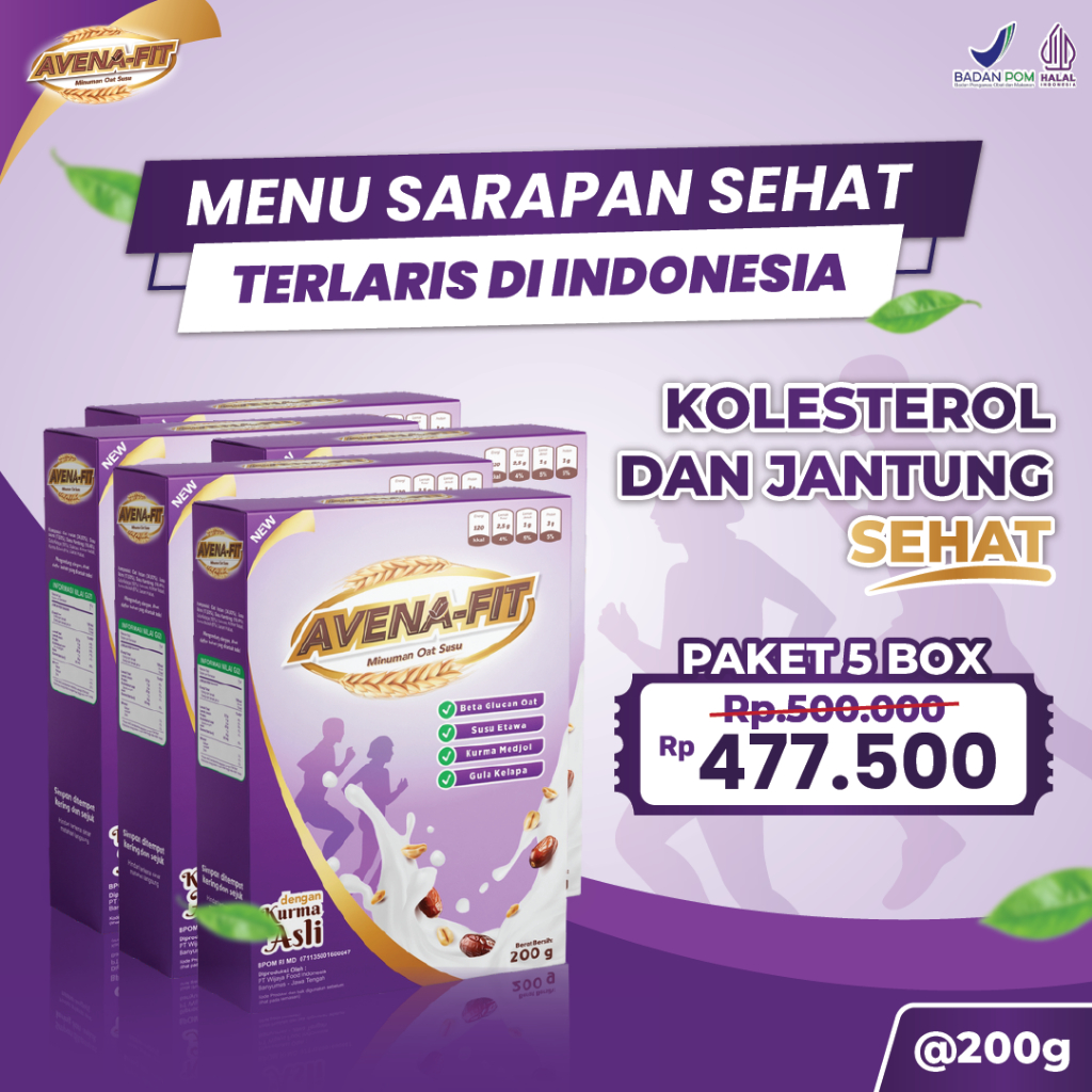 

Paket 5 Box Avenafit - Membantu Menormalkan Kadar Kolesterol dan Menjaga Kesehatan Jantung