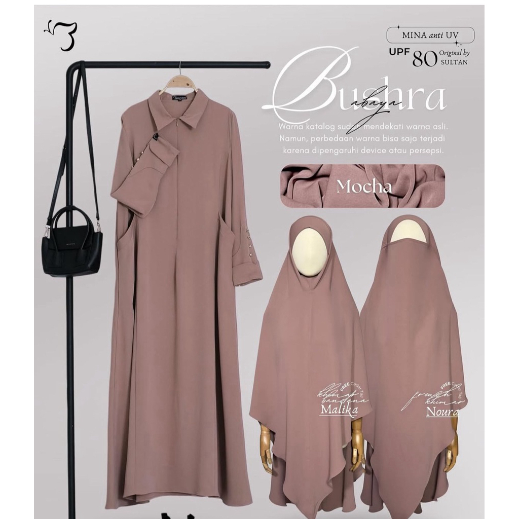 Gamis Merk Bonavista - Abaya Bushra Mocha