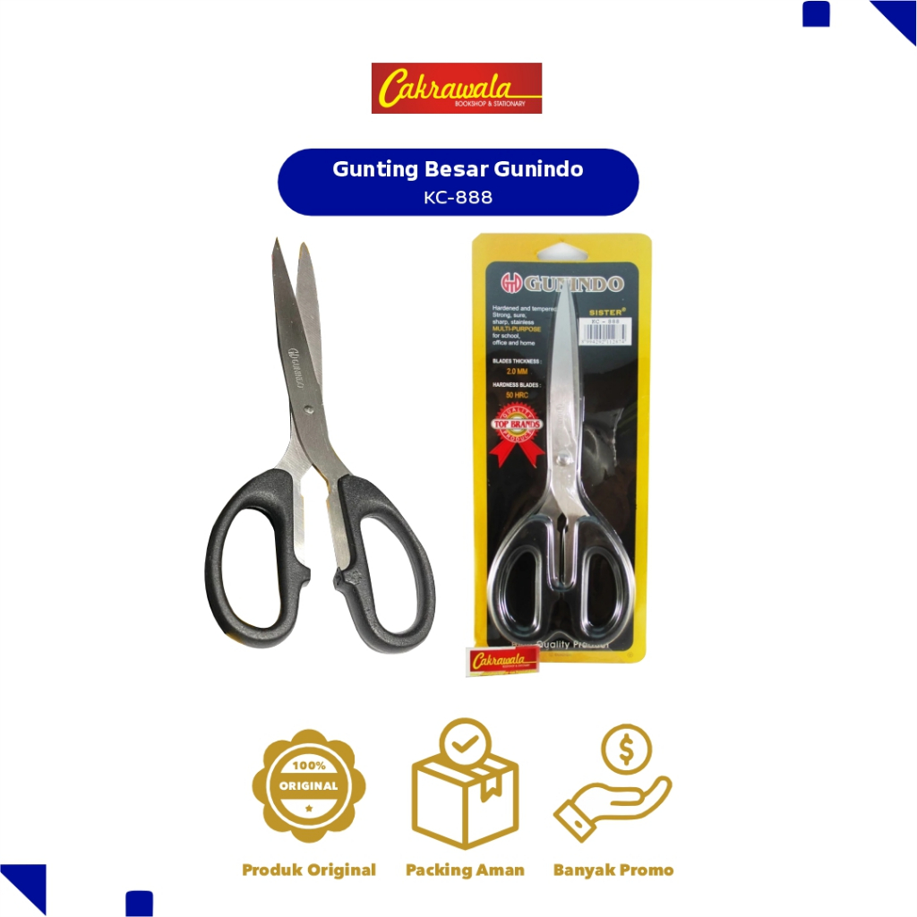 

Gunindo Gunting KC-888 | Gunting Tajam Serbaguna | Gunting Kantor Sekolah Rumah | Alat Tulis