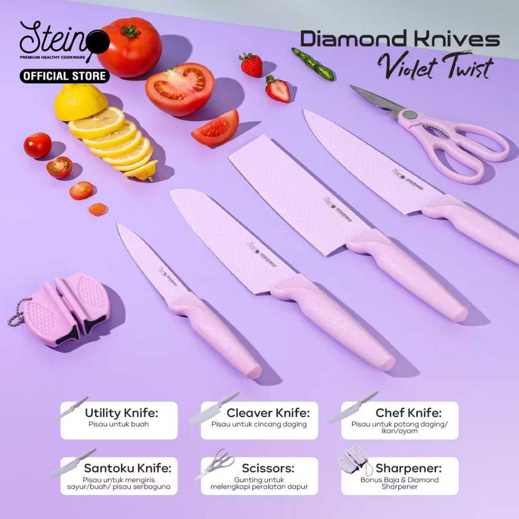 Pisau Dapur Steincookware Diamond Knives - [6 in 1 Pisau Set]