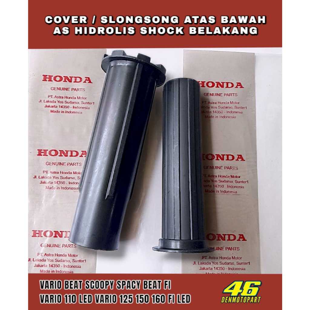 Cover / Slongsong Plastik ( Atas & Bawah ) Stik Pen As Hidrolis Shock Shok Skok Belakang Motor Matic