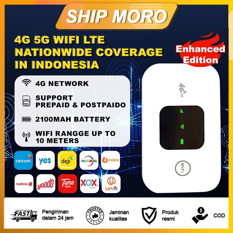 MIFI MODEM WIFI 4G UNLOCK OPERATOR Perdana Telkomsel By.u/ 150 Mbps 4G Portable Mobile WiFi USB Mobi