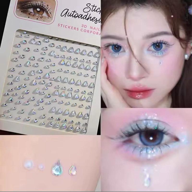 

Sticker Face Tato Stiker Muka Tempel Makeup Temporary Diamond Rhinestone Hand Tahan Air Aksesoris Wajah