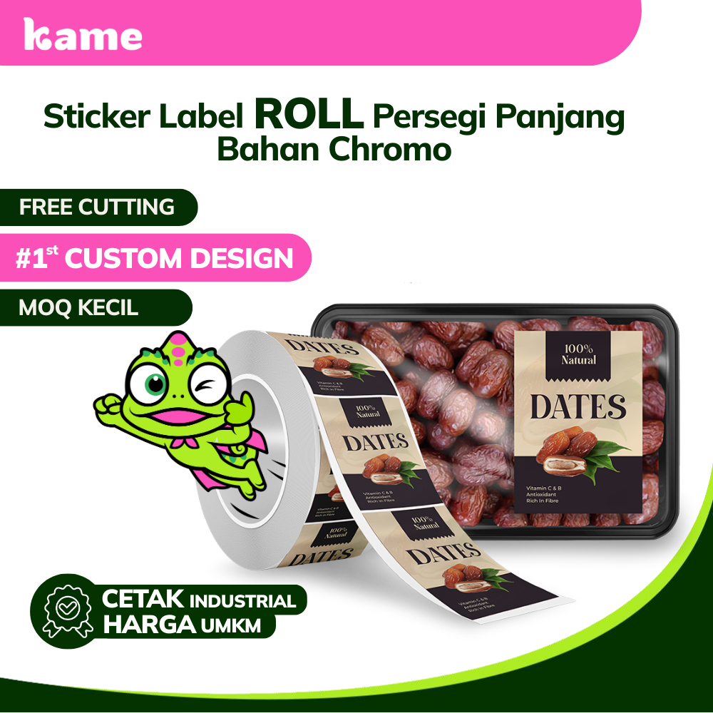 

Sticker Label Roll Persegi Panjang | Sticker Roll Custom | Bahan Chromo