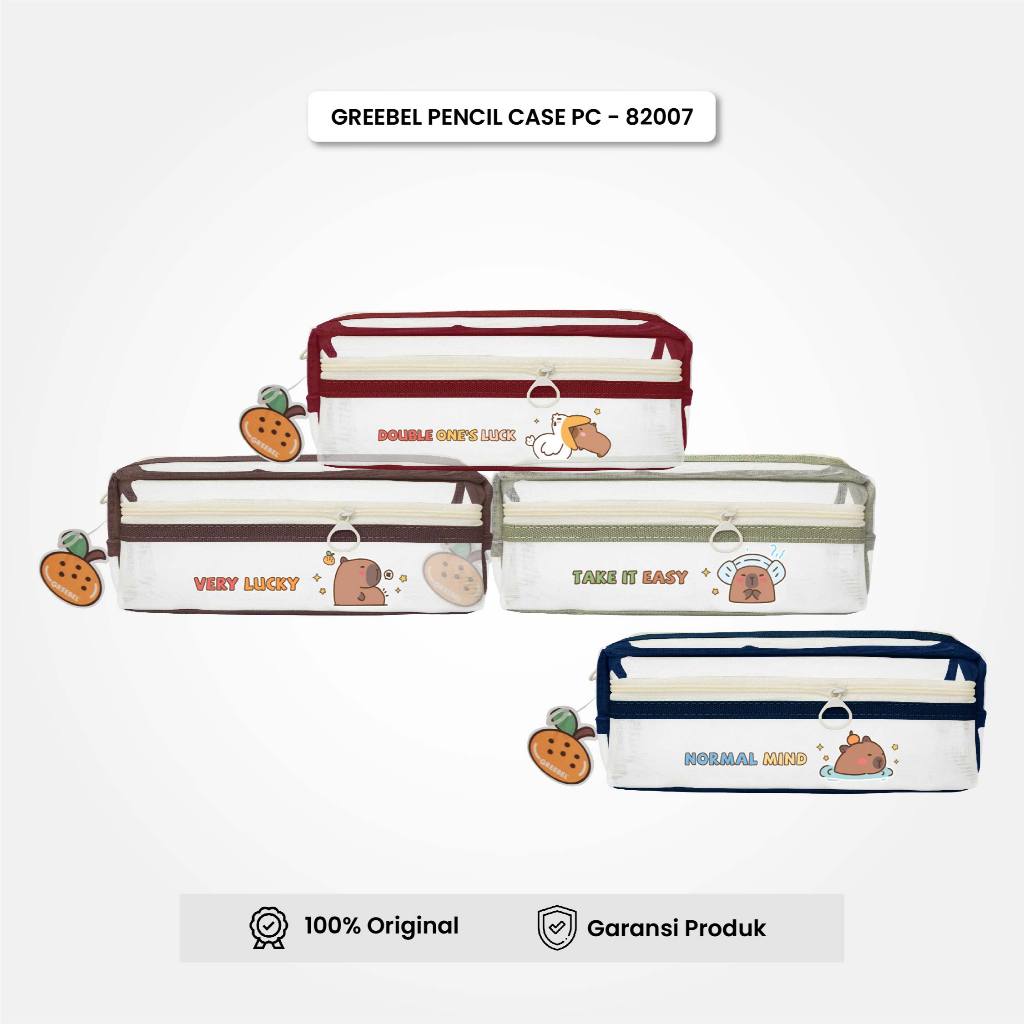 

Greebel Tempat Pensil Capybara | PENCIL BAG PB-82007 (PCS) Mesh Zipper Pencil Case Tempat Alat Tulis Jaring