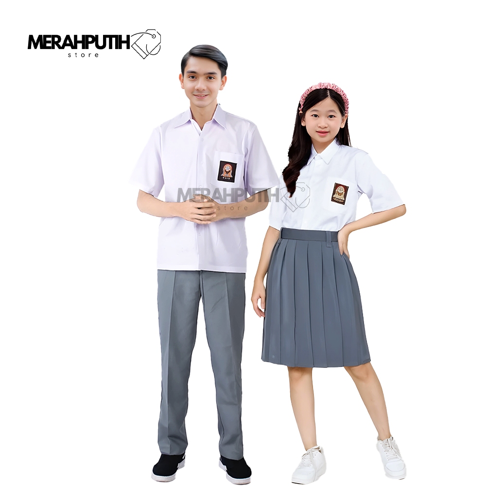 MerahPutih Store Seragam Sekolah SMA SMK Atasan Putih Lengan Pendek Kemeja Putih Sekolah Pria Wanita