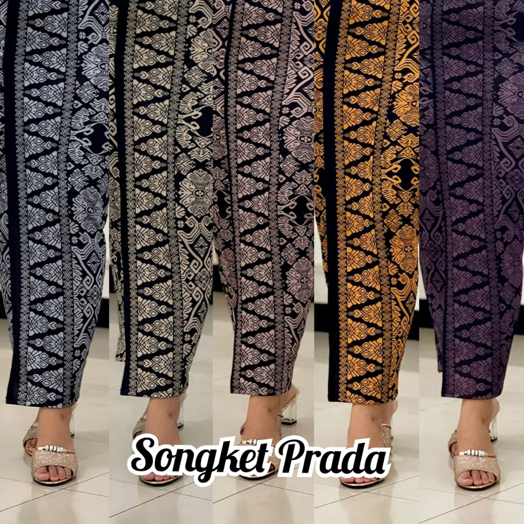 Terbaru Kamen jadi moscrepe motif Songket Prada/kamen jadi motif Songket/bawahan tradisional/Rok bal