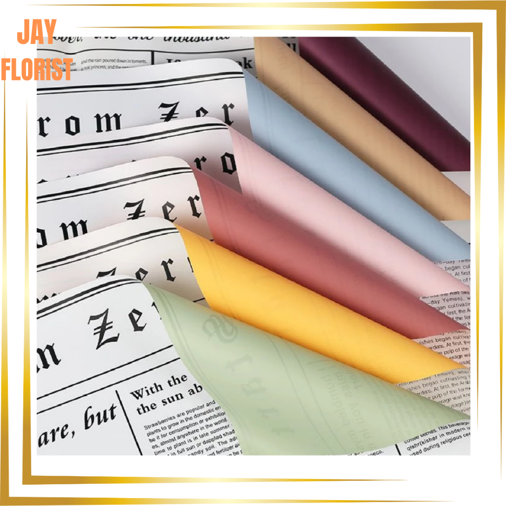 

KB6038 Kertas Buket Bunga Dua Warna Motif Koran News Paper Bi Color Vintage Flower Wrapping / Koran Vintage