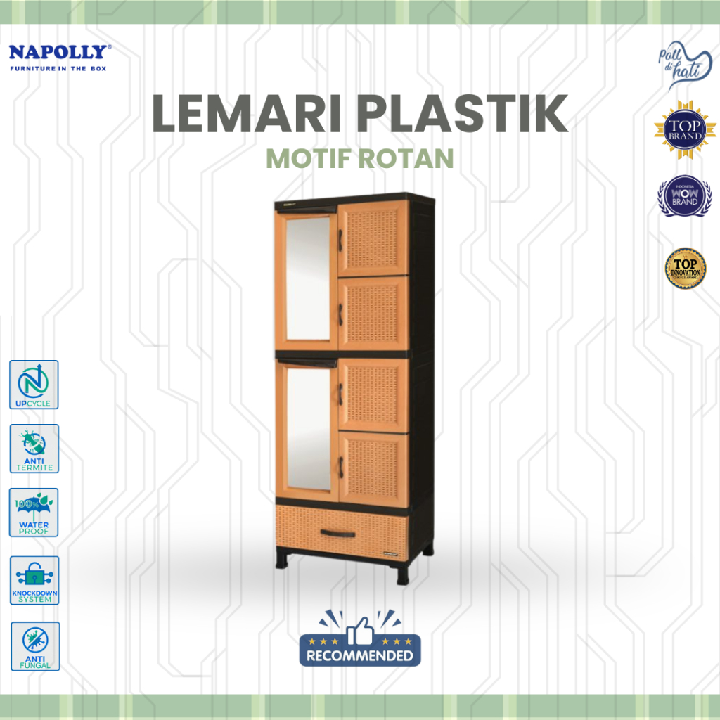 Lemari rotan dengan 6 pintu dan 1 pintu sorong