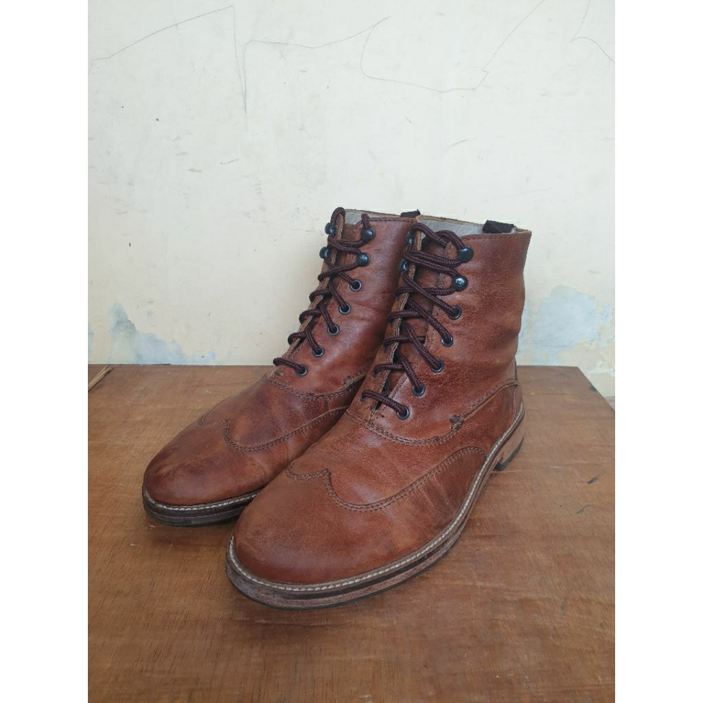 Sepatu Boots Pria Wingtip Clarks Vintage Brown