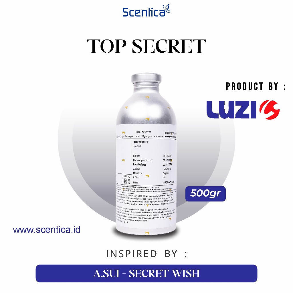 Bibit Parfum TOP SECRET Inspired By SECRET WISH Kemasan Segel 500gr Original Product By Luzi