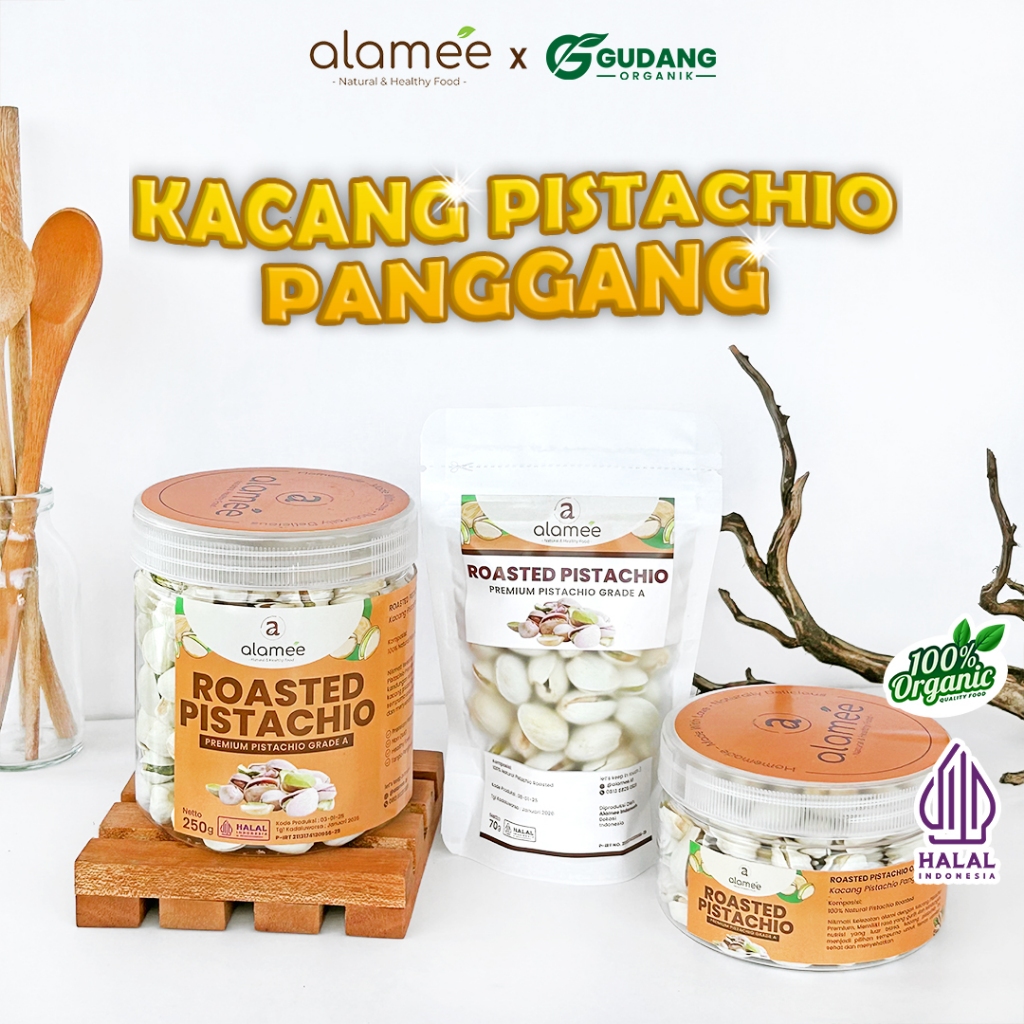 

ALAMEE Kacang Pistacio Cangkang Panggang Pistachio Fustuk Roasted In Shell Premium Organic