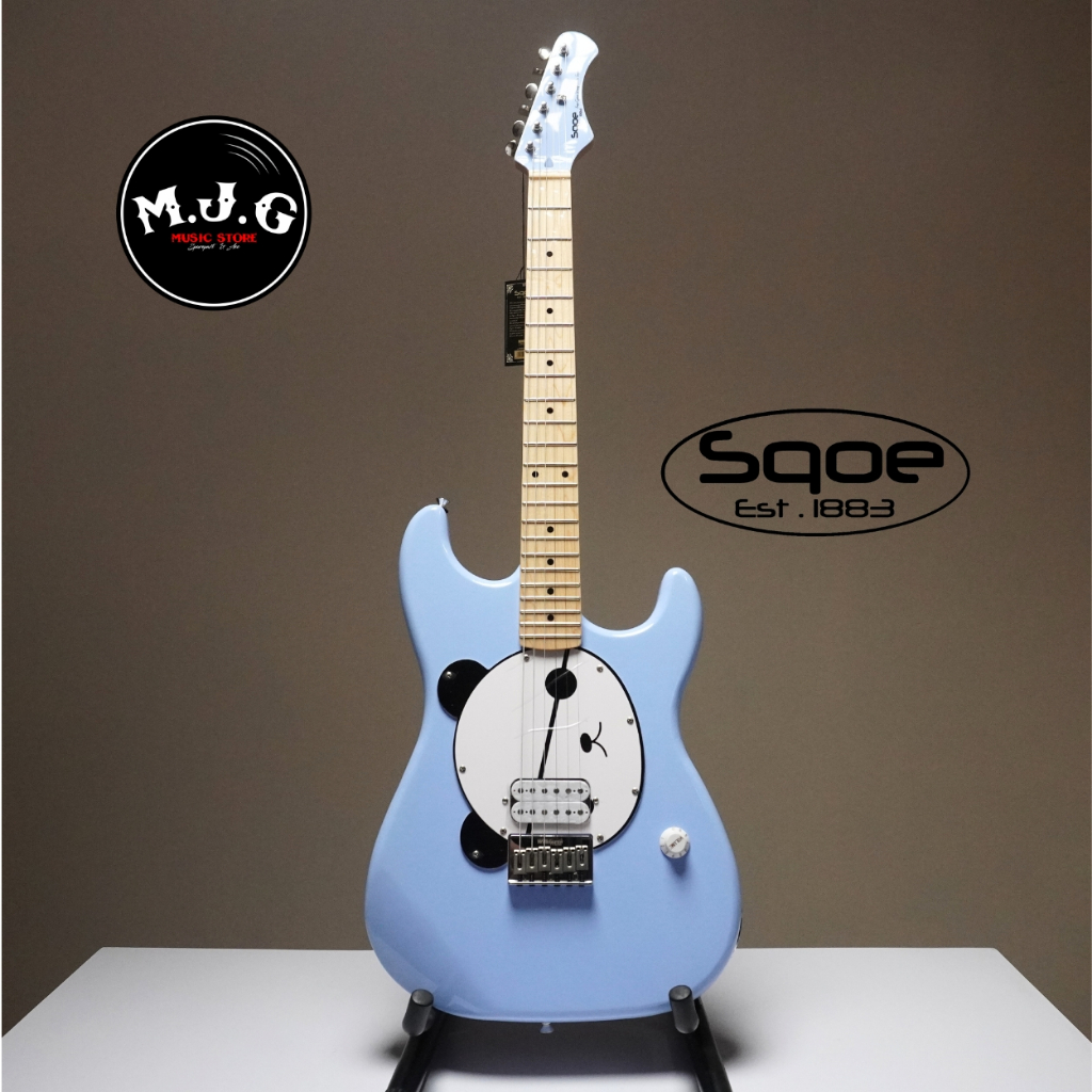 gitar elektrik sqoe Stratocaster SEST780 panda with humbucker bridge Wilkinson part sonic blue