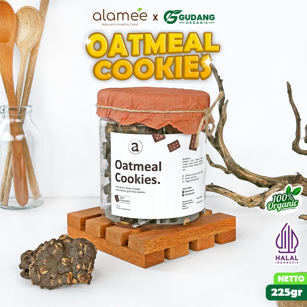 

OATMEAL DIET COOKIES DARK CHOCO COKLAT OAT SNACK SEHAT MAKANAN ANAK BAYI BALITA MPASI