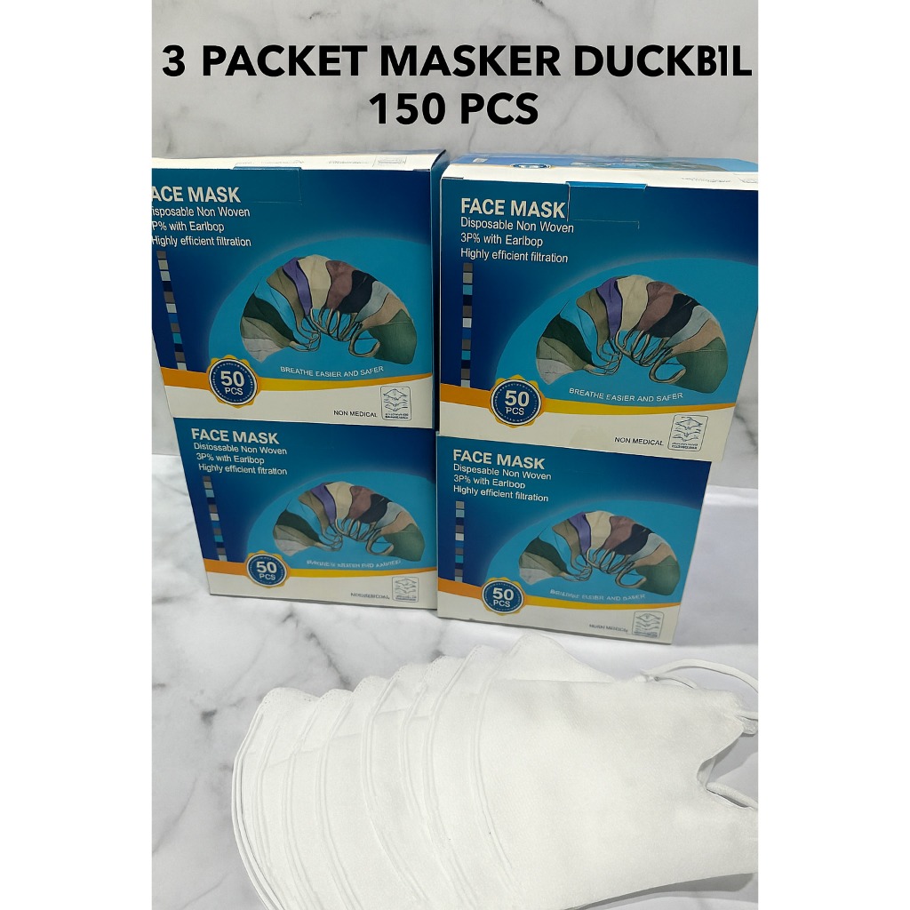 Paket Masker Duckbill 3 Box @50 Pcs/Masker Duckbill Paket 3 Box Total 150 Pcs