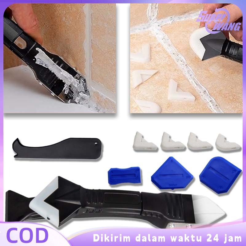 9pcs/Set Alat Pembersih Lem Silikon Alat Dempul Nat Keramik Multifungsi Alat Pengisi Nat Keramik Sea