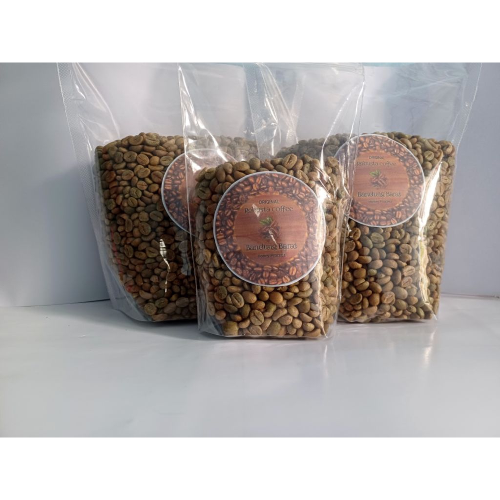

Biji kopi Robusta / green bean Robusta 250gr grade 1, honey prcess kopi Bandung Barat