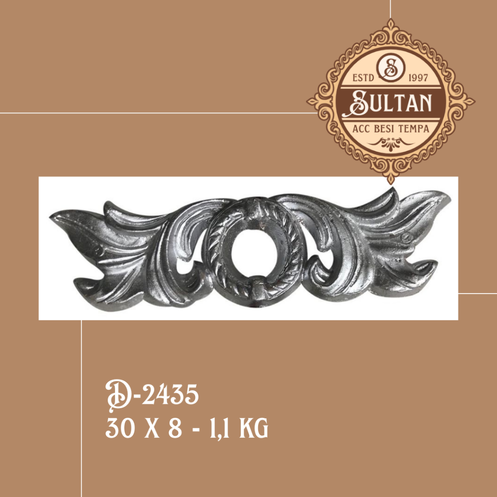 Sultan Besi Tempa / D-2435 / Ornamen Daun Besi Tempa / Ornamen Pagar Besi Klasik / Aksesoris Besi Te