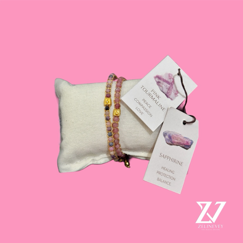 NEW Women’s Jewelry Bracelet Gem Stone SAMAPURA Authentic Sapphirine Tourmaline Pink